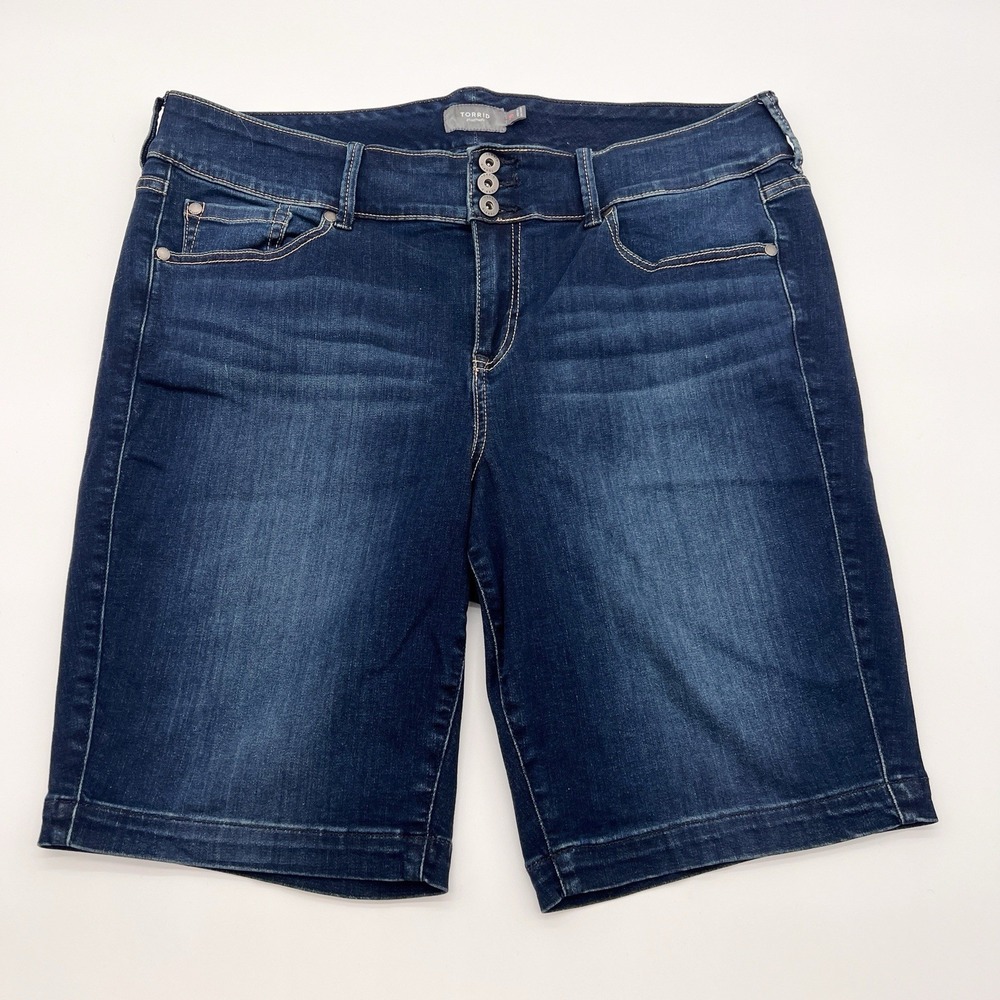 Torrid‎ Plus Size 20 Dark Wash Stretch Denim Jean Bermuda Shorts Long